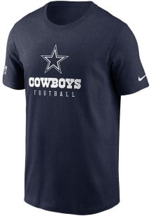 Nike Dallas Cowboys Navy Blue Sideline Cotton Tee Short Sleeve T Shirt