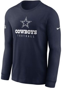 Nike Dallas Cowboys Navy Blue Sideline Team Issue Long Sleeve T Shirt