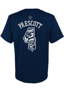 Dak Prescott Dallas Cowboys Youth Navy Blue Name and Number Drip Player Tee