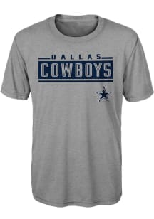 Dallas Cowboys Youth Grey Amped Up Short Sleeve T-Shirt