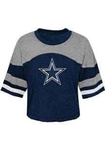 Dallas Cowboys Girls Navy Blue Sunday Fun Day Short Sleeve Fashion T-Shirt