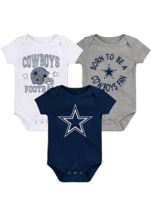 Dallas Cowboys Baby Navy Blue Born To Be SS 3 PK One Piece
