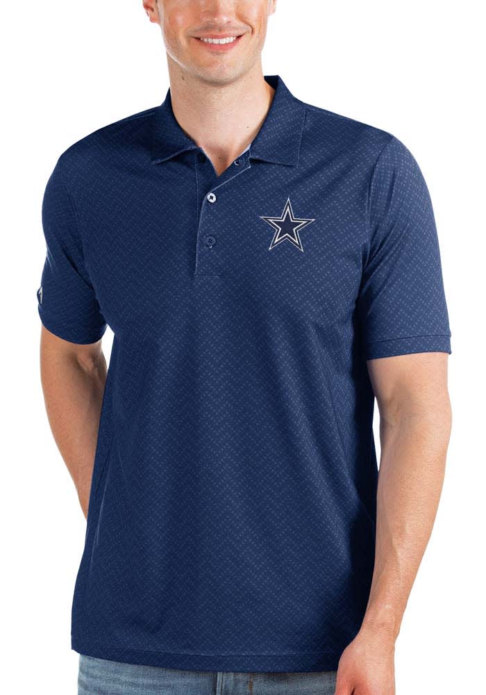 Antigua Dallas Cowboys Mens Navy Blue Honor Short Sleeve Polo