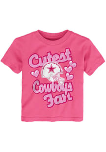 Dallas Cowboys Infant Girls Cutest Fan Short Sleeve T-Shirt Pink