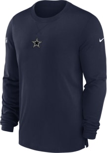 Nike Dallas Cowboys Navy Blue Sideline Player Long Sleeve Fashion T Shirt