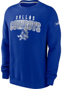 Nike Dallas Cowboys Mens Blue REWIND CLUB Long Sleeve Crew Sweatshirt