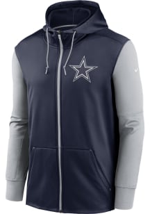 Nike Dallas Cowboys Mens Navy Blue SIDELINE THERMA Long Sleeve Zip