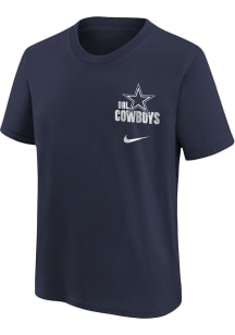 Nike Dallas Cowboys Boys Navy Blue Nike Back Slogan Short Sleeve T-Shirt