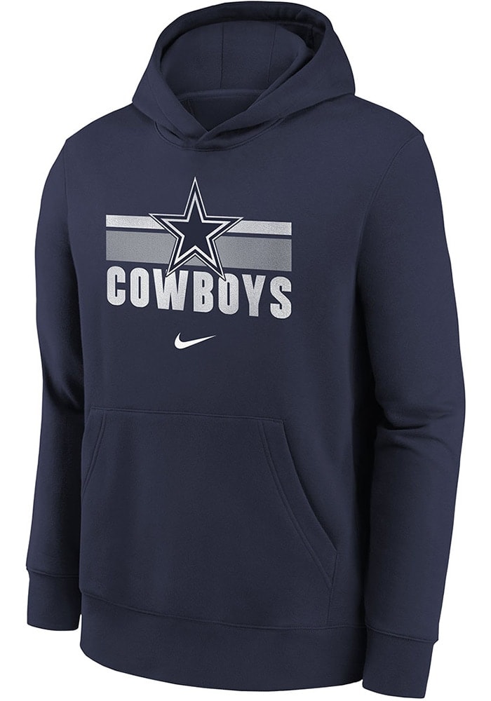 Dallas Cowboys Nike Youth Navy Blue Nike Team Stripes Long Sleeve Hoodie