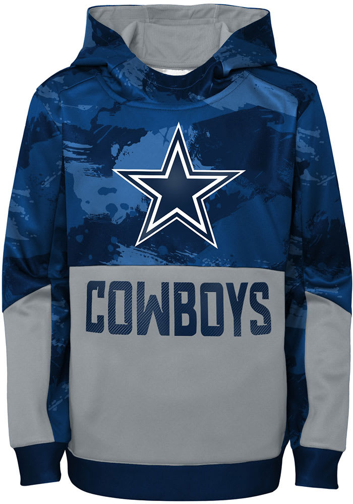 NFL Team Apparel Youth Dallas Cowboys All About Blitz Grey Hoodie