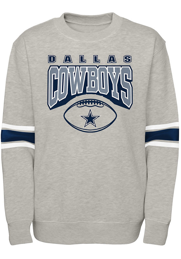 Dallas Cowboys Youth Grey Fan Fave Long Sleeve Crew Sweatshirt, Grey, 100% Cotton, Size S, Rally House