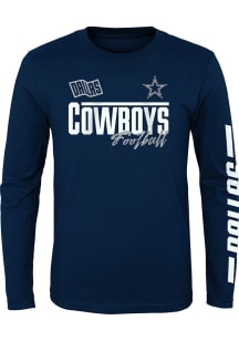 Dallas Cowboys Boys Navy Blue Race Time Long Sleeve T-Shirt