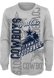 Dallas Cowboys Boys Grey Game Day Vibes Long Sleeve T-Shirt