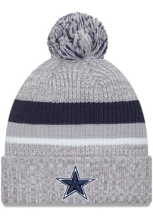 New Era Dallas Cowboys Grey JR Heather Cuff Pom Youth Knit Hat
