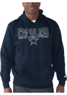 Dallas Cowboys Mens Navy Blue Twill Applique Logo Long Sleeve Hoodie