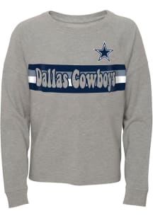 Dallas Cowboys Girls Grey All Striped Up Long Sleeve T-shirt