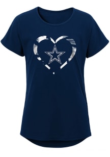 Dallas Cowboys Girls Navy Blue Tie Dye Heart Short Sleeve Tee