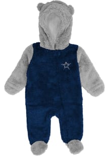 Dallas Cowboys Baby Navy Blue Game Nap Teddy Fleece Loungewear One Piece Pajamas