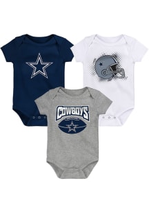 Dallas Cowboys Baby Navy Blue Game On SS 3PK One Piece