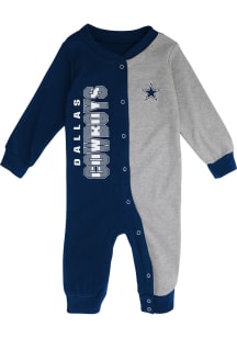 Dallas Cowboys Baby Navy Blue NB Half Time Coverall Long Sleeve One Piece