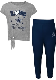 Dallas Cowboys Infant Girls Navy Blue Forever Love Set Top and Bottom