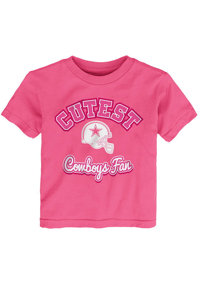 Dallas Cowboys Toddler Girls Pink Cutest Fan Short Sleeve T-Shirt