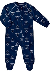 Dallas Cowboys Baby Navy Blue All Over Logo Loungewear One Piece Pajamas