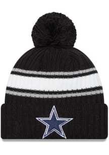 New Era Dallas Cowboys Black Fold Cuff Pom Mens Knit Hat