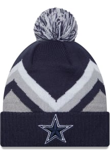 New Era Dallas Cowboys Navy Blue Zig Zag Cuff Pom Mens Knit Hat