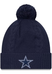 New Era Dallas Cowboys Navy Blue Cabled Cuff Pom Womens Knit Hat