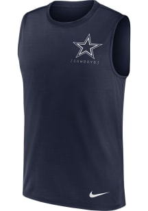 Nike Dallas Cowboys Mens Navy Blue Large Logo Short Sleeve Tank Top