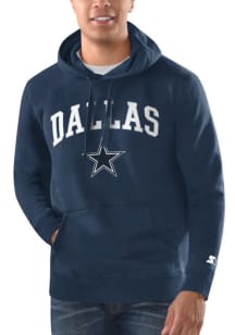Dallas Cowboys Mens Navy Blue Arch Name Long Sleeve Hoodie