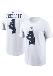Dak Prescott Dallas Cowboys White Player name and number Short Sleeve Player T Shirt