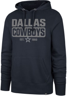 47 Dallas Cowboys Mens Navy Blue BOX OUT HEADLINE Long Sleeve Hoodie