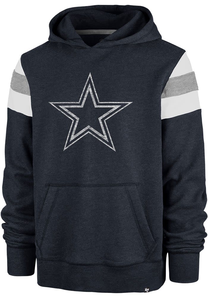 Men's '47 Navy Dallas Cowboys Double Block Throwback Pullover Hoodie