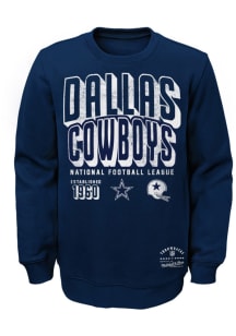 Dallas Cowboys Youth Navy Blue Grandstand Play Long Sleeve Crew Sweatshirt
