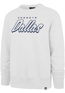 47 Dallas Cowboys Mens White Drop Shadow Headline Long Sleeve Crew Sweatshirt