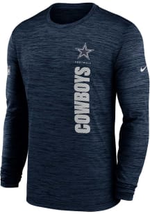 Nike Dallas Cowboys Navy Blue Sideline Team Issue Design Long Sleeve T Shirt