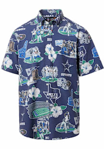 Reyn Spooner Dallas Cowboys Mens Navy Blue Scenic Short Sleeve Dress Shirt