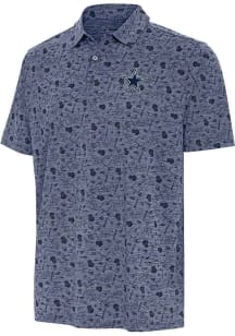 Antigua Dallas Cowboys Mens Navy Blue Relentless Short Sleeve Polo