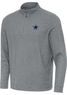 Antigua Dallas Cowboys Mens Grey Subtle Buffed Long Sleeve Qtr Zip Pullover