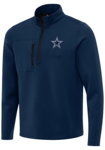 Antigua Dallas Cowboys Mens Navy Blue Insider Long Sleeve Qtr Zip Pullover