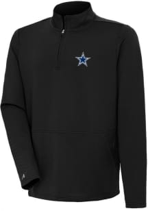 Antigua Dallas Cowboys Mens Black Lost Honeycomb Long Sleeve Qtr Zip Pullover