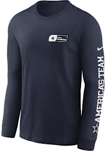 Nike Dallas Cowboys Navy Blue Team Name Long Sleeve T Shirt