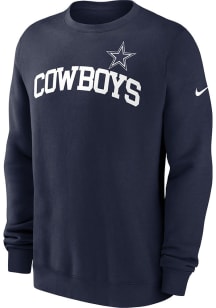 Nike Dallas Cowboys Mens Navy Blue Club Long Sleeve Crew Sweatshirt