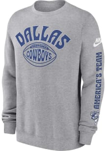 Nike Dallas Cowboys Mens Grey Rewind Long Sleeve Crew Sweatshirt