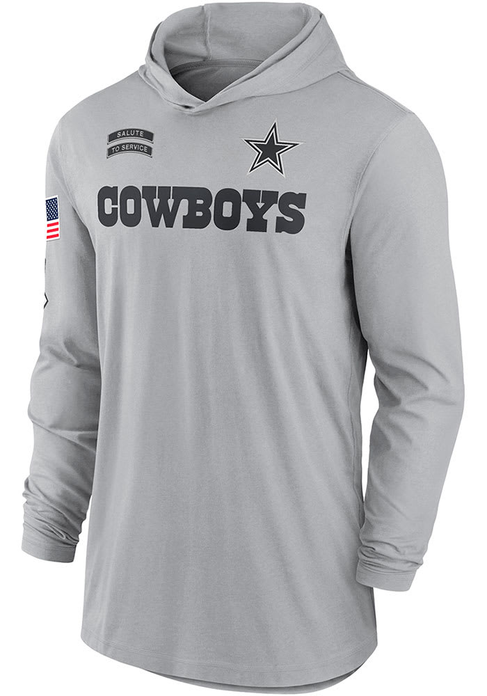 Nike Dallas Cowboys Mens GREY Salute to Service Lightweight Hoodie