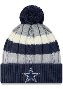 New Era Dallas Cowboys Navy Blue Cabled Color Cuff Pom Womens Knit Hat