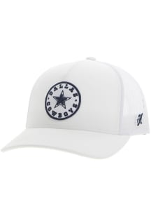 Dallas Cowboys Hooey Circle Patch Trucker Adjustable Hat - White