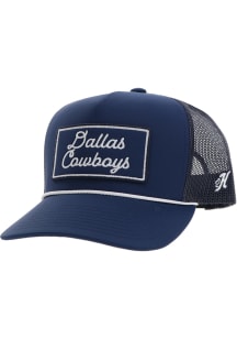 Dallas Cowboys Hooey Script Sign Rope Trucker Adjustable Hat - Navy Blue